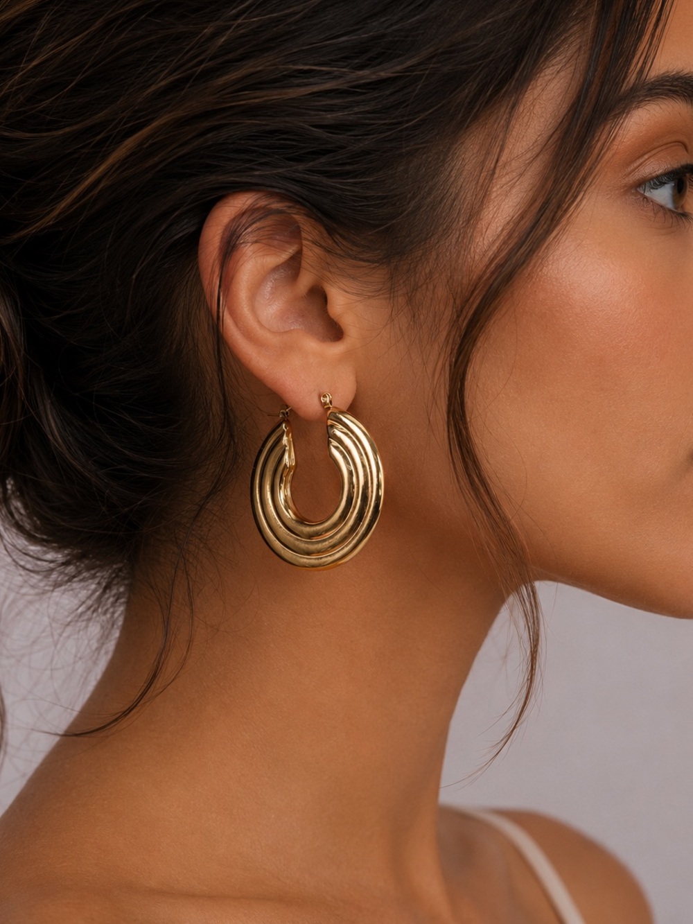 Gold Hoop Earrings 40mm Waterproof Hypoallergenic Non Tarnish Everyday Jewelry